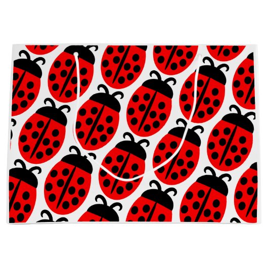 可愛い赤いテンジウムシ ラージペーパーバッグ (正面)