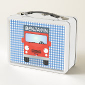 可愛い赤いデリバリートラック漫画イラストレーション メタルランチボックス (裏面)