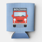 可愛い赤いデリバリートラック漫画イラストレーション 缶クーラー (正面)