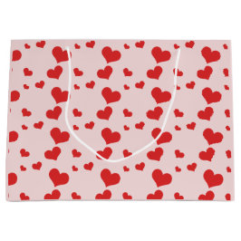 可愛い赤いハートに複数の抱き枕 ラージペーパーバッグ