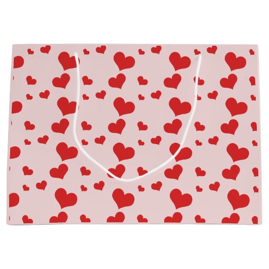 可愛い赤いハートに複数の抱き枕 ラージペーパーバッグ (正面)