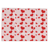 可愛い赤いハートに複数の抱き枕 ラージペーパーバッグ (裏面)