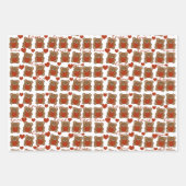 可愛い赤いハートパターンテディベアバレンタインデー ラッピングペーパーシート (正面3)