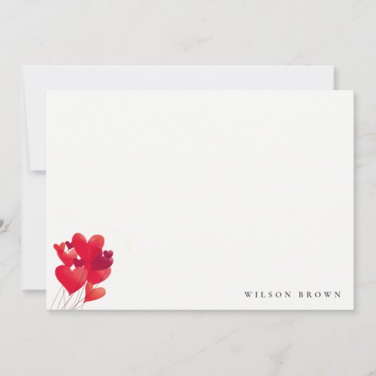 可愛い赤いハート風船水彩風船誕生日 ノートカード (正面)