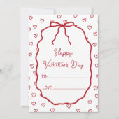 可愛い赤いハート&ボーカスタムバレンタインデーカード (正面)