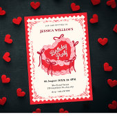 可愛い赤いバースデーバードケーキ 招待状