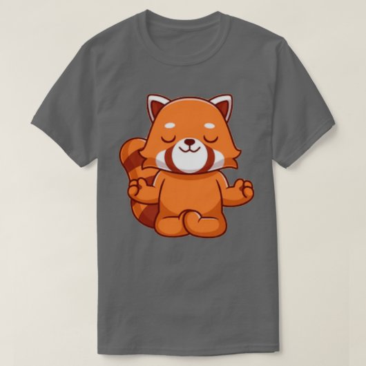 可愛い赤いパンダヨガマット柔軟おもしろい性ヨガメッド Tシャツ (デザイン正面)