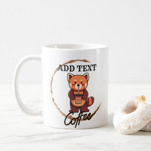 可愛い赤いパンダ動物のコーヒーティーカスタムショップ名 コーヒーマグカップ