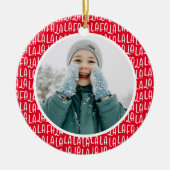 可愛い赤いパーソナライズされたクリスマスの休日の写真 セラミックオーナメント (正面)