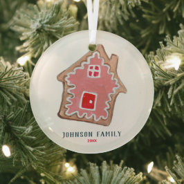 可愛い赤いピンクのクリスマスクッキーのバレエのキューブまたは名前 ガラスオーナメント