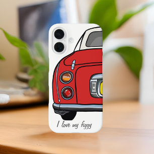 可愛い赤いフィガロの車が私のフィギュアを愛 iPhone 16ケース