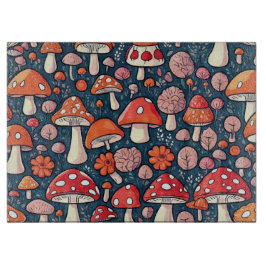 可愛い赤いフローラの緑の色 カッティングボード