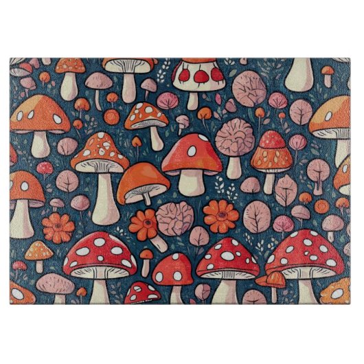 可愛い赤いフローラの緑の色 カッティングボード (正面)