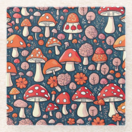 可愛い赤いフローラの緑の色 ガラスコースター