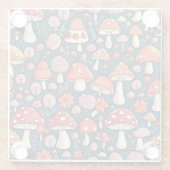 可愛い赤いフローラの緑の色 ガラスコースター (裏面)