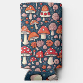 可愛い赤いフローラの緑の色 スリム缶クーラー (裏面)