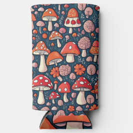 可愛い赤いフローラの緑の色 スリム缶クーラー