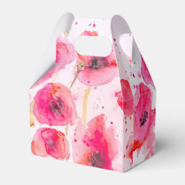 可愛い赤いポピー花のウェディングケーキお土産箱 フェイバーボックス