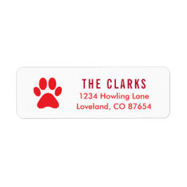 可愛い赤いポープリントドッグクリスマス差出人住所 ラベル