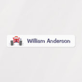 可愛い赤いモンスタートラックパーソナライズされた名 ラベル (デザイン2)