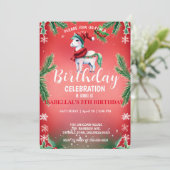 可愛い赤いユニコーンサンタのクリスマス誕生日パーティー セーブザデート (スタンド正面)