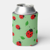 可愛い赤いラディバグと緑のパター離れン 缶クーラー (缶正面)