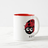 可愛い赤いラディバグパーソナライズされた ツートーンマグカップ (正面右)