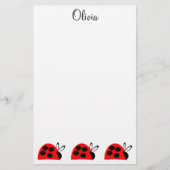 可愛い赤いラディバグパーソナライズされた 便箋 (正面)