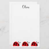 可愛い赤いラディバグパーソナライズされた 便箋 (正面/裏面)