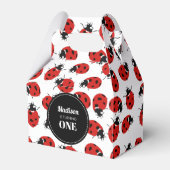 可愛い赤いラディバグ誕生日パーティー フェイバーボックス (正面サイド)