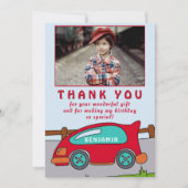可愛い赤いレースカー誕生日ありがとうフォトカード サンキューカード (正面)