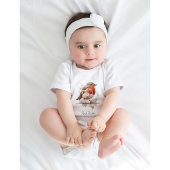 可愛い赤いロビン水色、カスタマイズ可能 ベビーボディスーツ