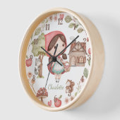 可愛い赤い乗馬フードお洒落 壁時計 (傾斜)