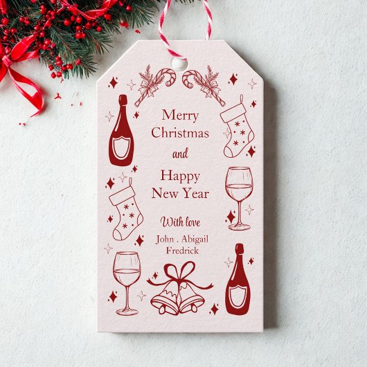 可愛い赤い予測できなドードルクリスマカスタムスホリデー ギフトタグ