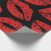 可愛い赤い口紅キスキス唇パターン ラッピングペーパー (角)