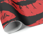 可愛い赤い口紅キスキス唇パターン ラッピングペーパー (ロールコーナー)