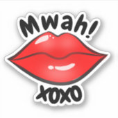 可愛い赤い唇おもしろい漫画XOXOステッカー シール (正面)