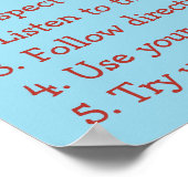 可愛い赤い学校建物カスタム教室ルール ポスター (角)