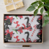 可愛い赤い怒猫キャンディーケーンクリスマス 薄葉紙 (ギフト)