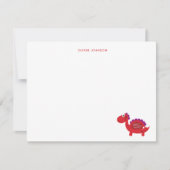 可愛い赤い恐竜の感謝してい子供 サンキューカード (正面)