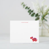 可愛い赤い恐竜の感謝してい子供 サンキューカード (スタンド正面)