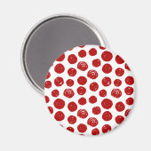 可愛い赤い手描き水彩水玉模様 マグネット (正面/裏面)