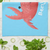 可愛い赤い斑点のカニ漫画イラストレーション キッチンタオル (折り畳み)