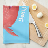 可愛い赤い斑点のカニ漫画イラストレーション キッチンタオル (四つ折り)