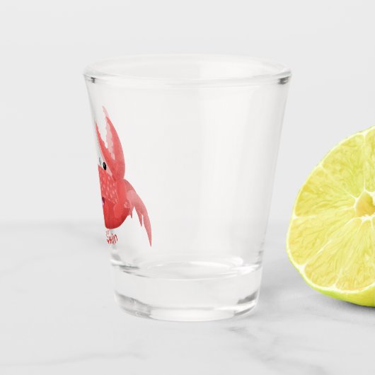 可愛い赤い斑点のカニ漫画イラストレーション ショットグラス (右)
