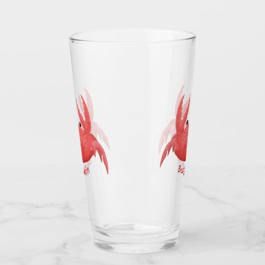 可愛い赤い斑点のカニ漫画イラストレーション タンブラーグラス (左)