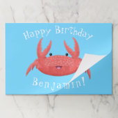 可愛い赤い斑点のカニ漫画イラストレーション ペーパーパッド (折り畳み)