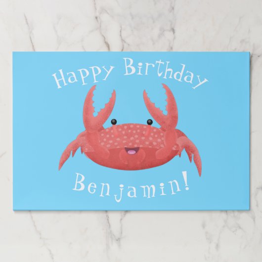 可愛い赤い斑点のカニ漫画イラストレーション ペーパーパッド (正面)