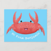 可愛い赤い斑点のカニ漫画イラストレーション ポストカード (正面)