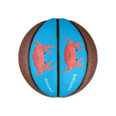 可愛い赤い斑点のカニ漫画イラストレーション ミニバスケットボール (縦)